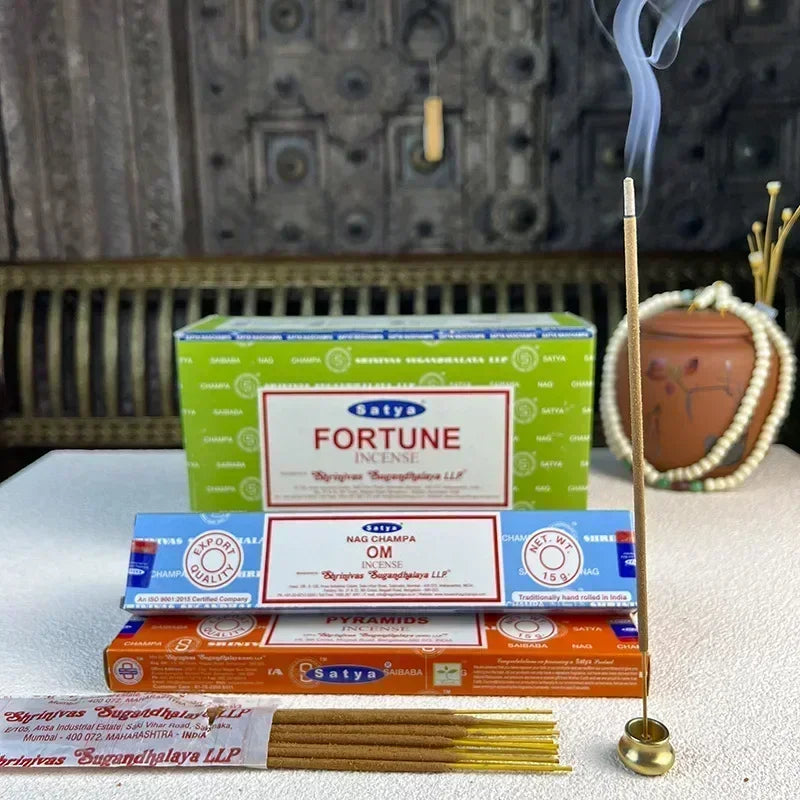 5 Box NAG Champa Satya Incense Collection – Handmade Sticks with Refreshing Medicinal Aromas for Home Fragrances