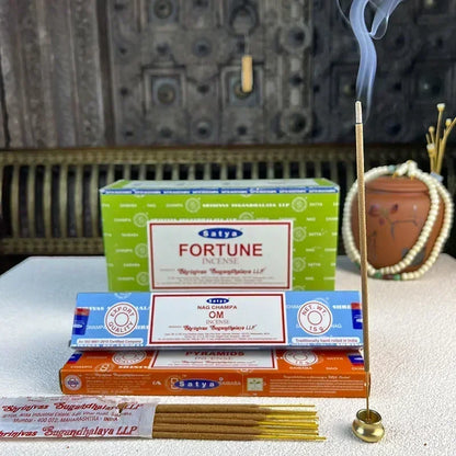 5 Box NAG Champa Satya Incense Collection – Handmade Sticks with Refreshing Medicinal Aromas for Home Fragrances