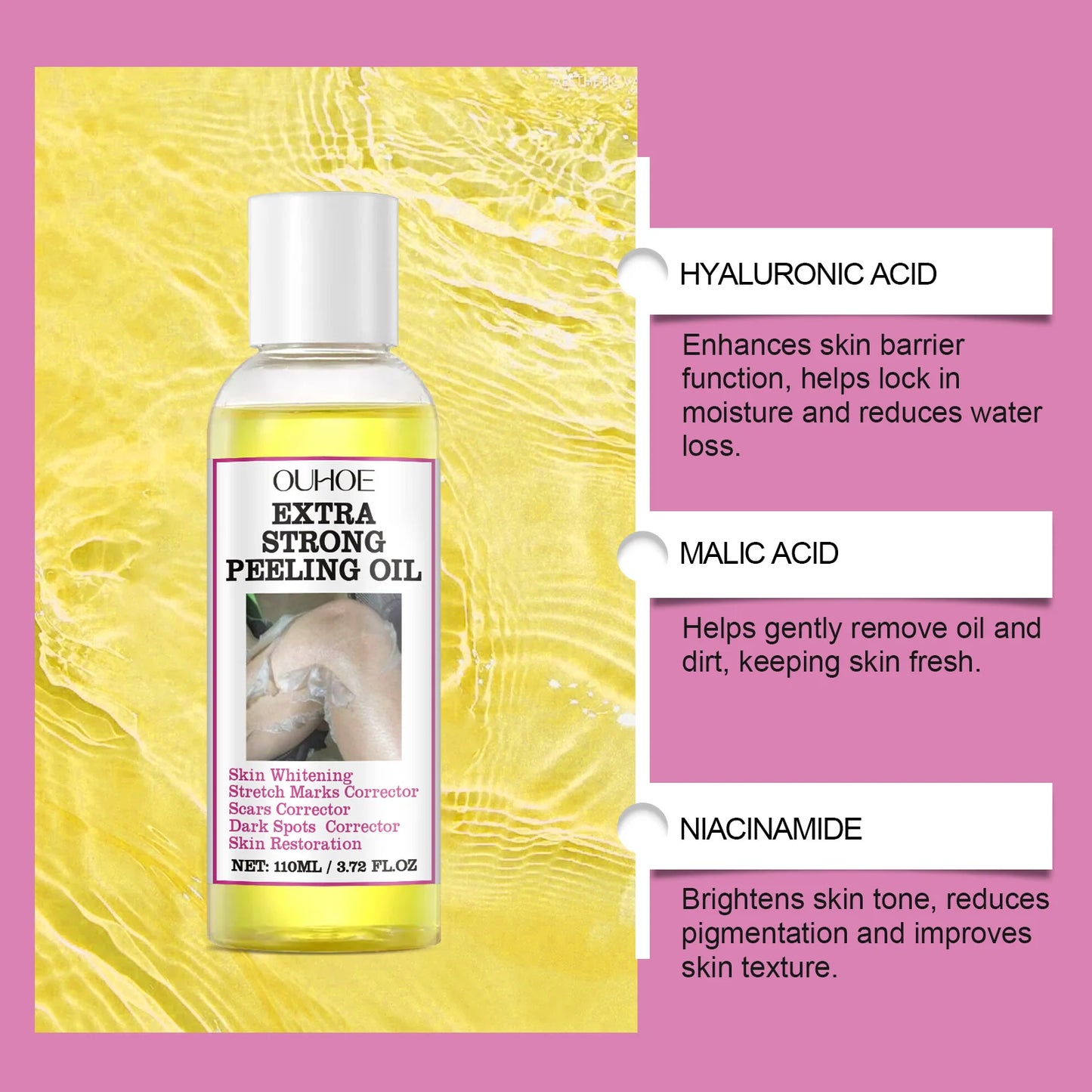 30/110ml Super Strength Yellow Peeling Oil – Brightening & Exfoliating Body Oil for Even Skin Tone & Moisturizing Care