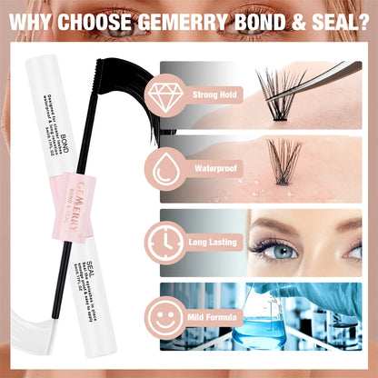 GEMERRY 10ml 2-in-1 Lash Bond & Seal Glue — Waterproof Long-Lasting Adhesive for DIY Cluster Eyelash Extensions