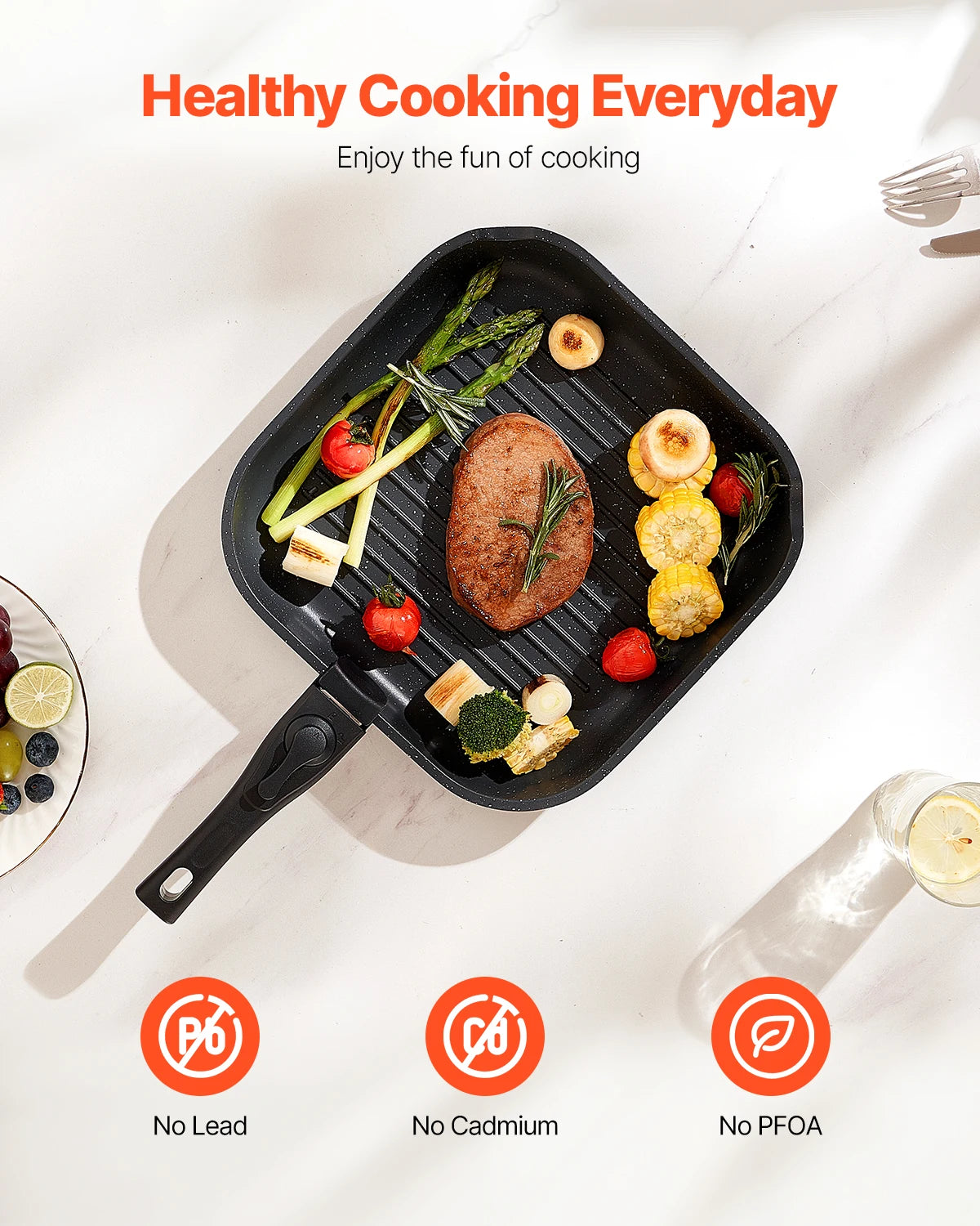 VEVOR 17-Piece Nonstick Granite Cookware Set – Induction Pots, Pans & Frying Tools for Kitchen
