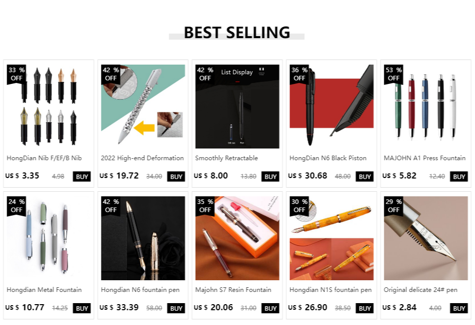 Yong Sheng 601A Wave Fountain Pen – Golden Cap, Fine Nib, Dark Blue Vacumatic, Luxury Gift for Office