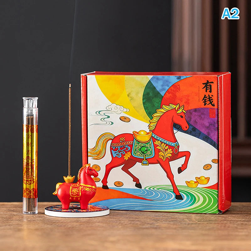 2026 Year of the Horse Incense Burner - Creative Resin & Ceramic Zodiac Incense Stick Holder & Ornament