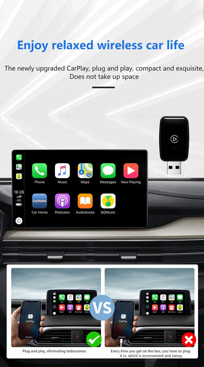 Mini CarPlay Box for Audi, Mercedes, Volvo, Volkswagen – Bluetooth Wireless Android Auto, Charging, Siri & iOS 15 Support