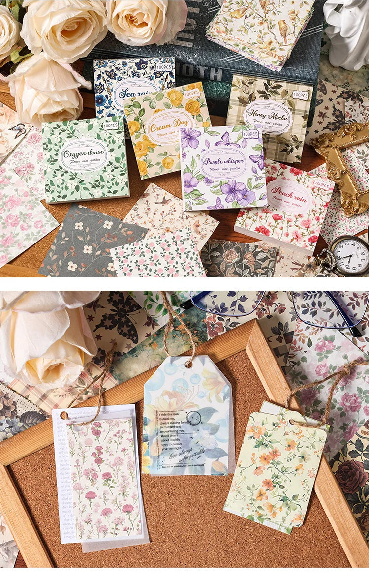 100 Pcs Vintage Multi-Style Writing Paper - Retro Stationery for Scrapbooking, Junk Journals & DIY Crafts
