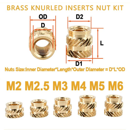 M2 M3 M4 Brass Insert Nuts for Bolt & Screw Implantation – Hot Melt Knurled Thread & Soldering Iron Tip for 3D Printer