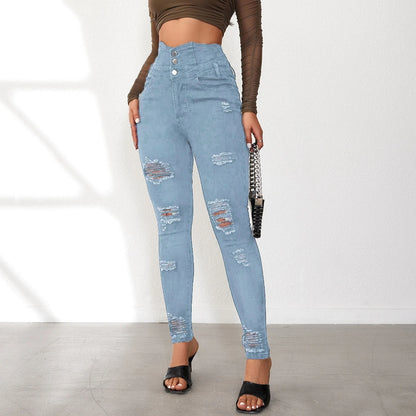 Women’s High Waist Pencil Jeans - Bodycon Slim Fit Denim Trousers with Y2K Casual Style