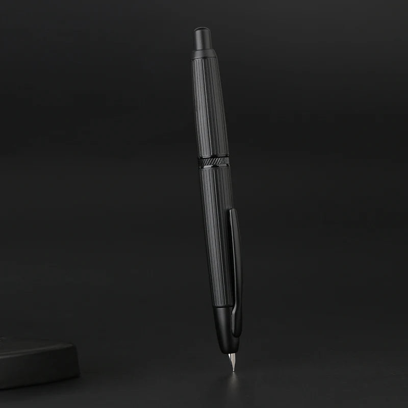 MAJOHN A1 Metal Engraved Fountain Pen: Press Fish Scale Design, Retractable with Clip/No Clip - Office and School Writing Gift