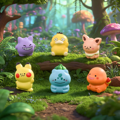 6Pcs Pokemon Anime Figure Set - Gengar Pikachu Bulbasaur Luminous Mini Ornaments Charmander Toys Collection Gift