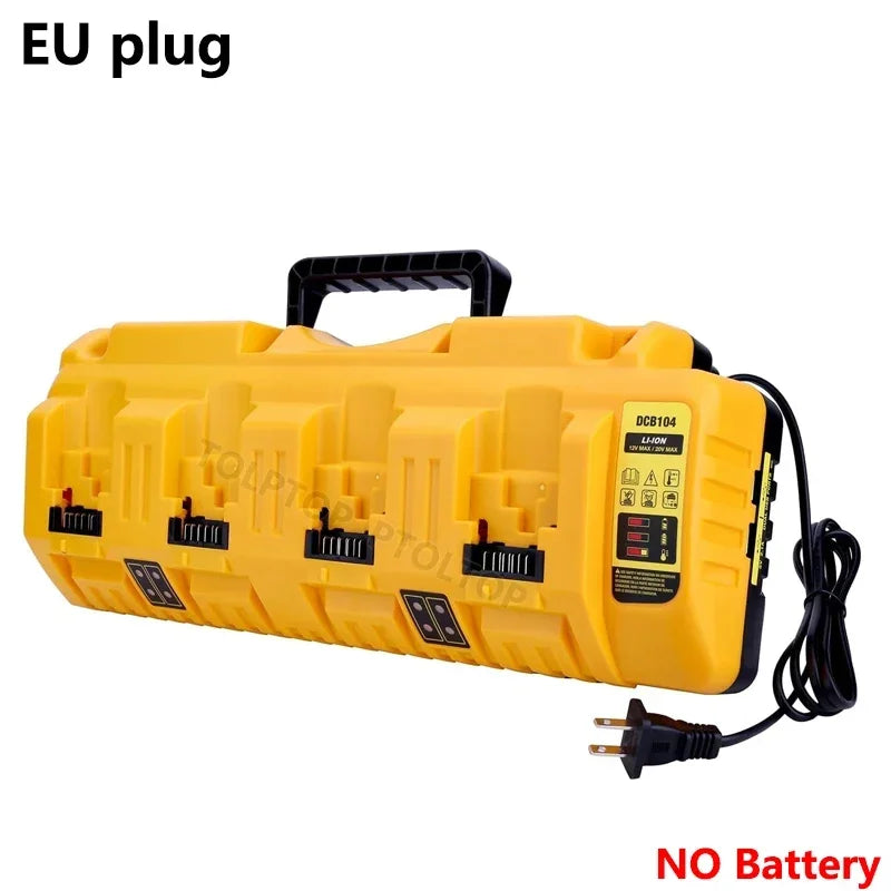 DCB104 Rapid Charger for Dewalt 12V & 20V Max Batteries – 4-Port with 2 USB, Compatible with DCB204, DCB205, DCB127, DCB105