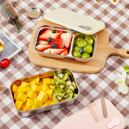 WORTHBUY 304 Stainless Steel Lunch Box with Lid — Portable Leak-Proof Stackable Bento Box for Fruit, Salad, and Food Storage, Ideal for Students