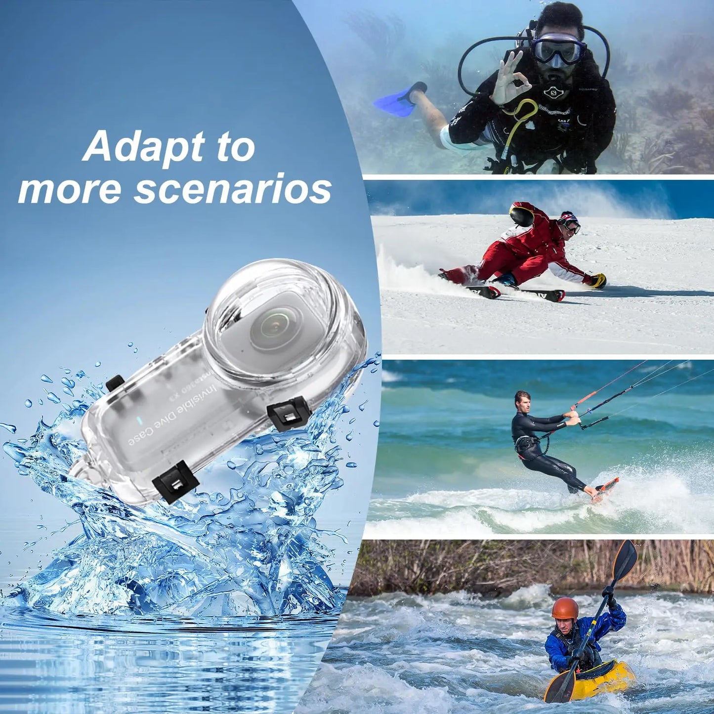 Dive Case for Insta360 X4 – Waterproof Housing, Invisible Diving Case, 50M Underwater Dive Shell Accessories