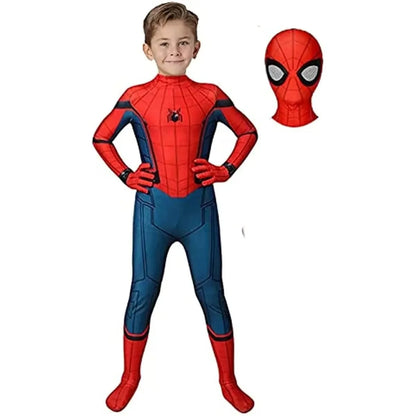 Halloween Hero Bodysuit - Stretchy Full-Body Jumpsuit with Head Cover for Cosplay Parties