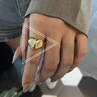 Gold & Silver Irregular Wave Ring — Handmade Geometric Adjustable Jewelry for Women
