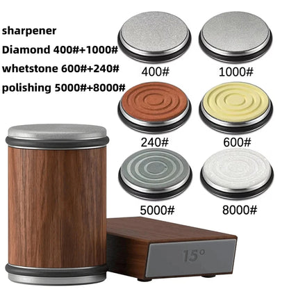 New Rolling Double-Sided Diamond Knife Sharpener – 15° & 20° Magnetic Angle Roller for Kitchen Sharpening