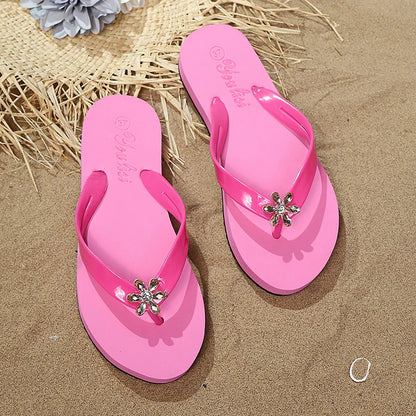 Women's Floral Flat Flip Flops - Lightweight Soft Sole Summer Beach Slides