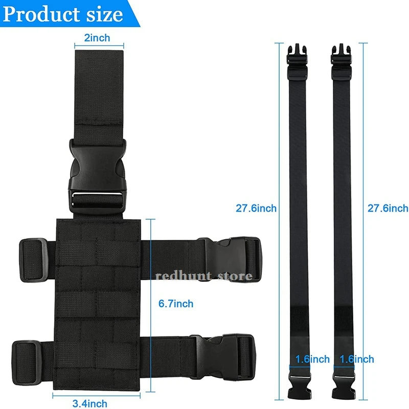 Universal Drop Leg Holster - Tactical MOLLE Gun Holster with Thigh Platform for Hunting Paintball, Adjustable Molle Straps Panel