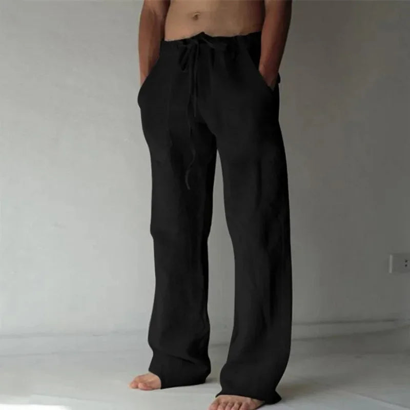 Men's Cotton Linen Pants – New Spring Summer 2023 Breathable Solid Color Trousers, Fitness Streetwear S-3XL