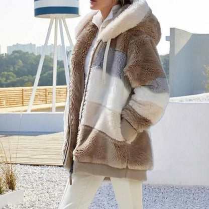 Oversized Jacket for Women – 2023 Autumn Winter Warm Plush Hooded Coat, Loose Fit Streetwear with Pockets