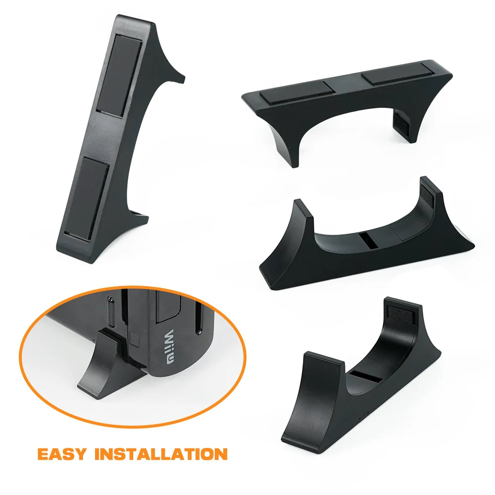 2PCS Horizontal ABS Stand for Wii U Console – Cooling Base Holder with Silicone Pads, Space-Saving Bracket Rack