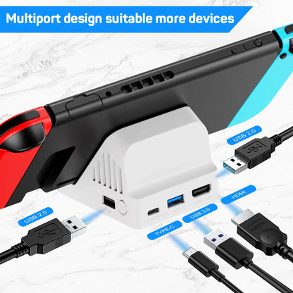 LinYuvo Portable TV & Switch Charging Dock — Compact Stand with Cooling Fan, 4K HDMI Adapter & USB 3.0 Ports KD04
