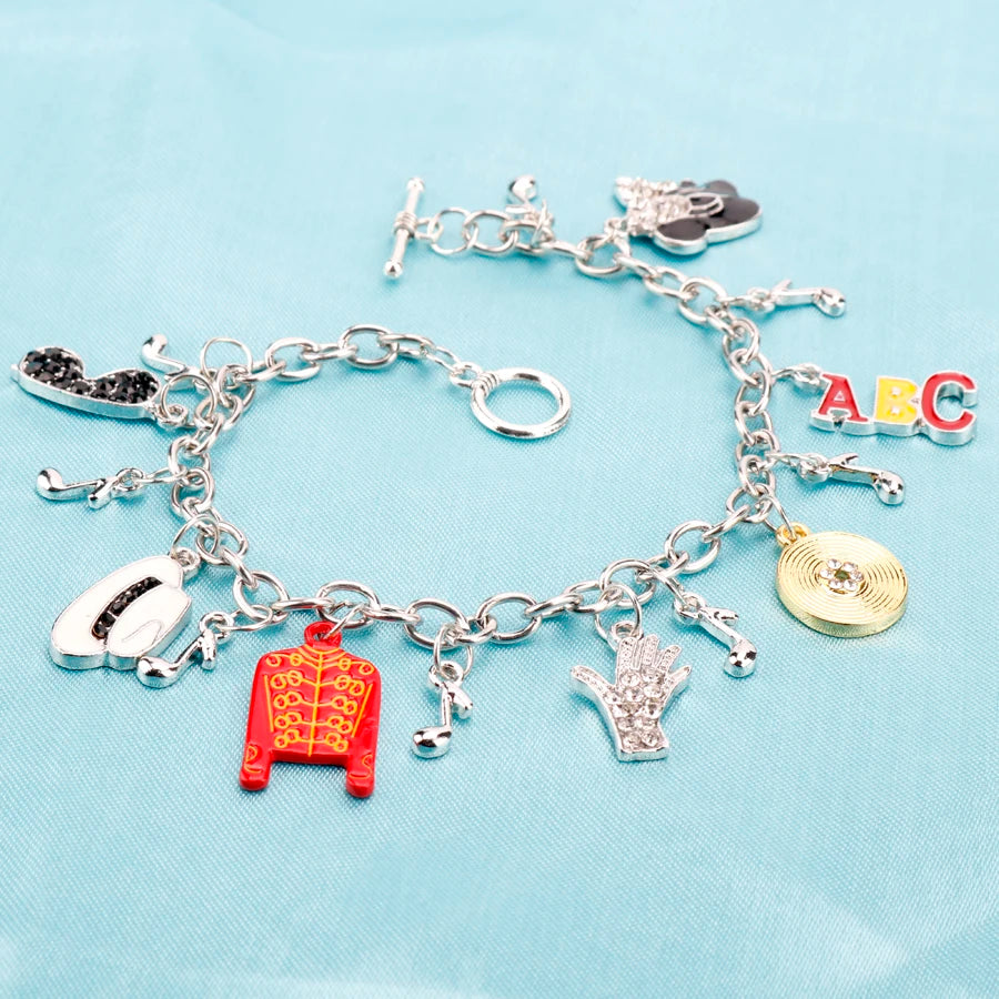 Michael Jackson Music Charm Bracelet - Infinity Style Singer Fan Jewelry and Gift for Music Lovers