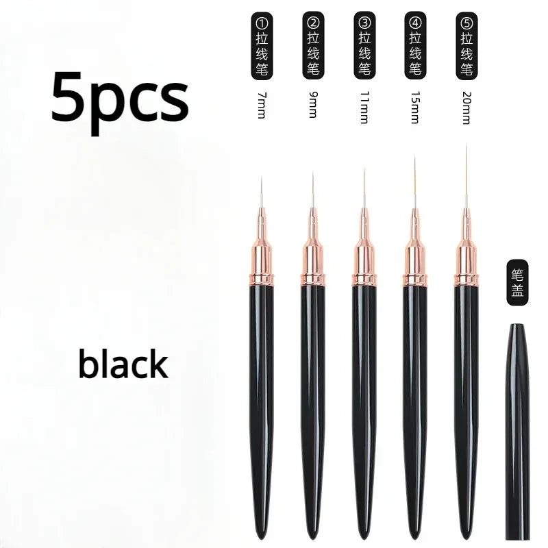 Nail Art Liner Brushes – Striping & Drawing Pens for Elongated Lines, 6–25mm Professional Manicure Design Tools