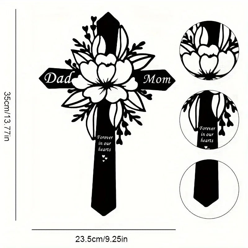 Metal Cemetery Memorial Cross – Elegant Grave Decoration for Dad & Loved Ones