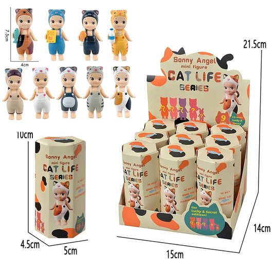 1/4/6/9PCS Random Sonny Angel Cat Blind Box - Cats Life Mini Action Figures & Ornaments, Perfect Christmas Gifts for Kids Fans