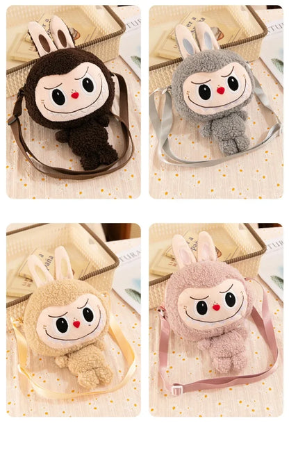30cm Labubu Cartoon Cute Doll Backpack – Shoulder Crossbody Toy Pouch for Outdoor Travel, Christmas Gift