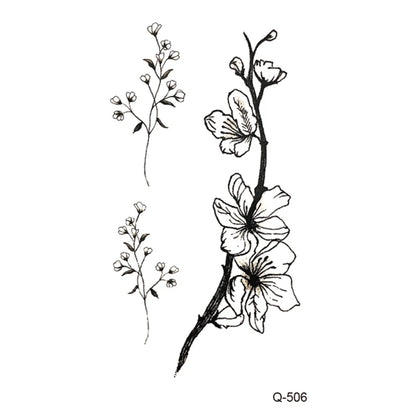 Waterproof Temporary Tattoo Stickers - Mini Black Rose, Butterfly, Arrow, Flower, Wings, Maori, and Snake Designs for Wrist and Neck