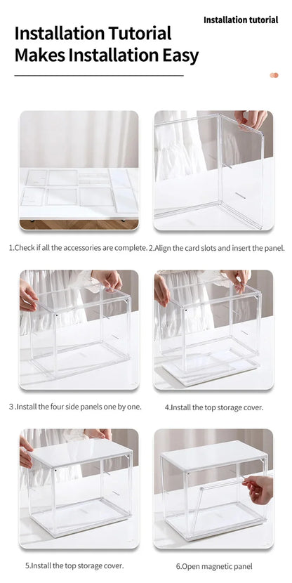 50×37×29cm Transparent Toy Organizer & Display Cabinet – Durable Storage Box for Helmets, Shoes & Books