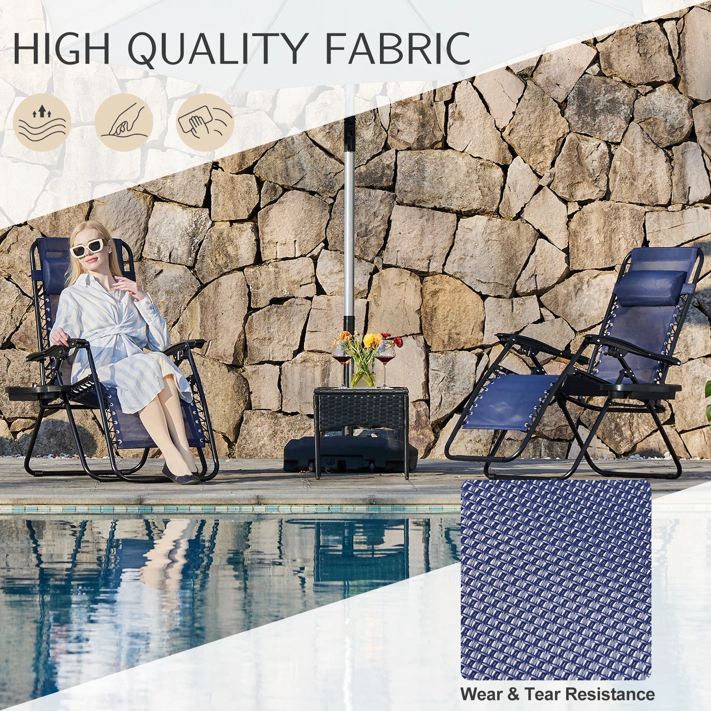 Zero Gravity Recliner Chairs Set of 2 — Portable Adjustable Outdoor Camping Patio Lounge with Cup Holders & Pillows