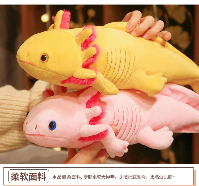 Kawaii Colorful Newt Plush Toy — 23-80cm Cute Axolotl Salamander Stuffed Animal, Fuzzy Long Pillow Cushion for Kids Gift