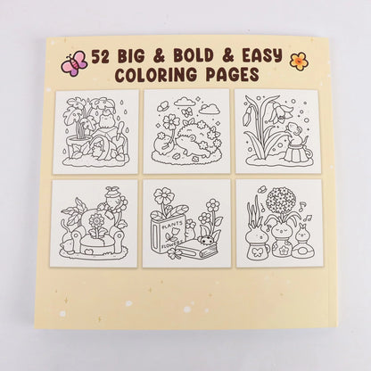 Into the Garden Coloring Book for Adults & Teens - Bold & Simple Designs with Plants, Flowers & Cute Animals