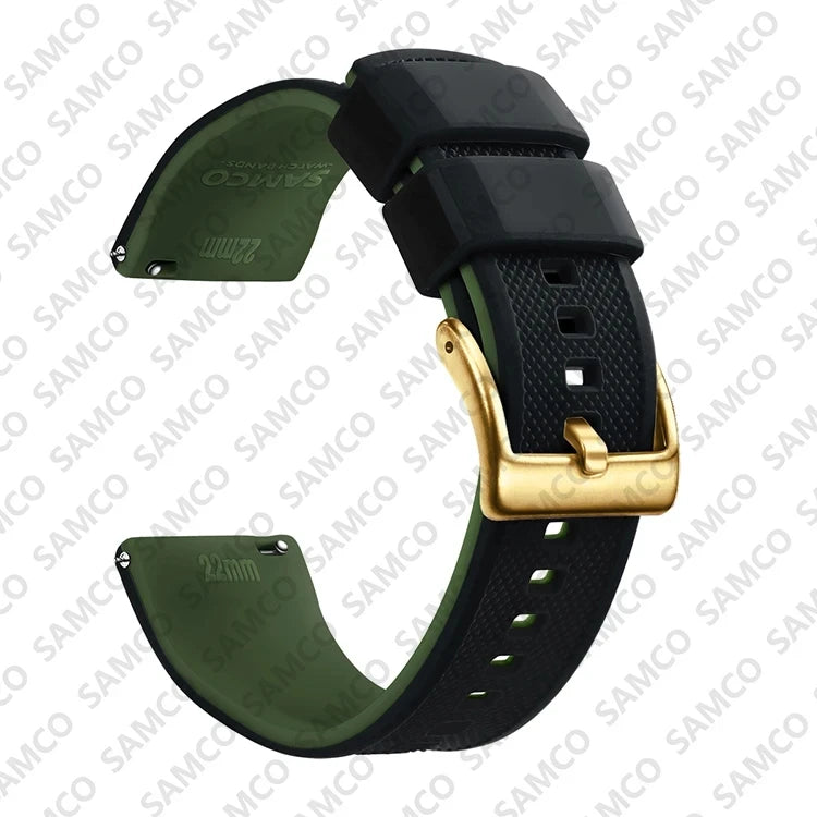 Quick-Release Silicone Watch Band - 18mm, 20mm and 22mm Rubber Replacement Strap for Huawei, Samsung Galaxy and Garmin Watches