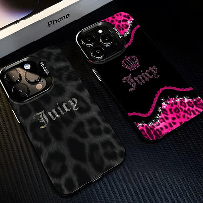 Juicy Couture Style iPhone Case - Matte Anti-Fall Protective Cover for iPhone 11–17