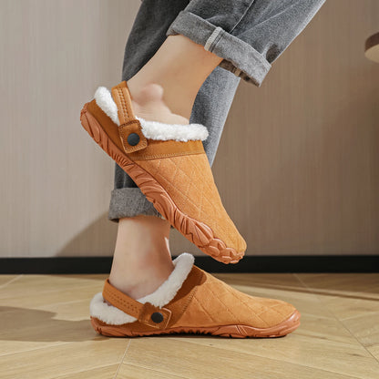 Chamois Leather Indoor Flip Flops – Warm Cotton Bedroom Slippers for Men & Women, Wide Toe Home Footwear