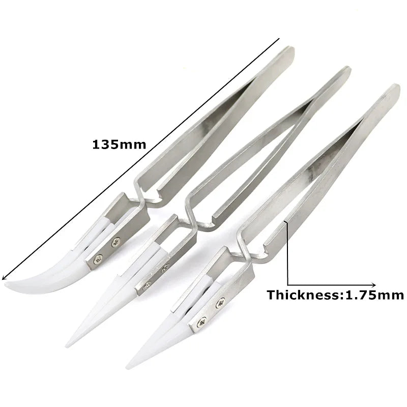 Ceramic Soldering Tweezers - Precision Anti-Static Electronic Repair Tool Set