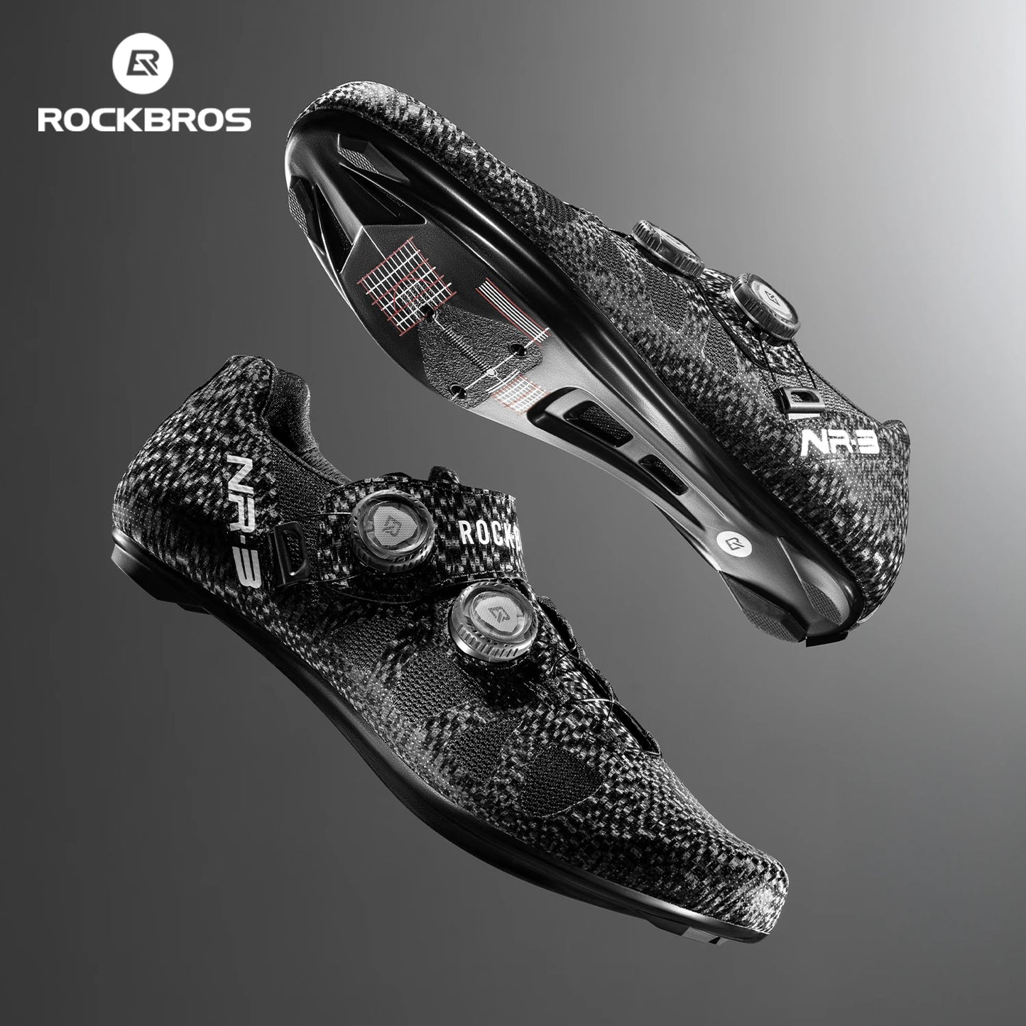 ROCKBROS Cycling Shoes - Professional Road Bike Self-Locking SPD Cleat Shoes with Knob Buckle Fastening