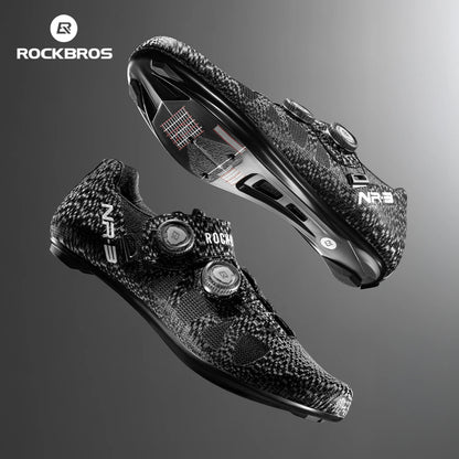 ROCKBROS Cycling Shoes - Professional Road Bike Self-Locking SPD Cleat Shoes with Knob Buckle Fastening
