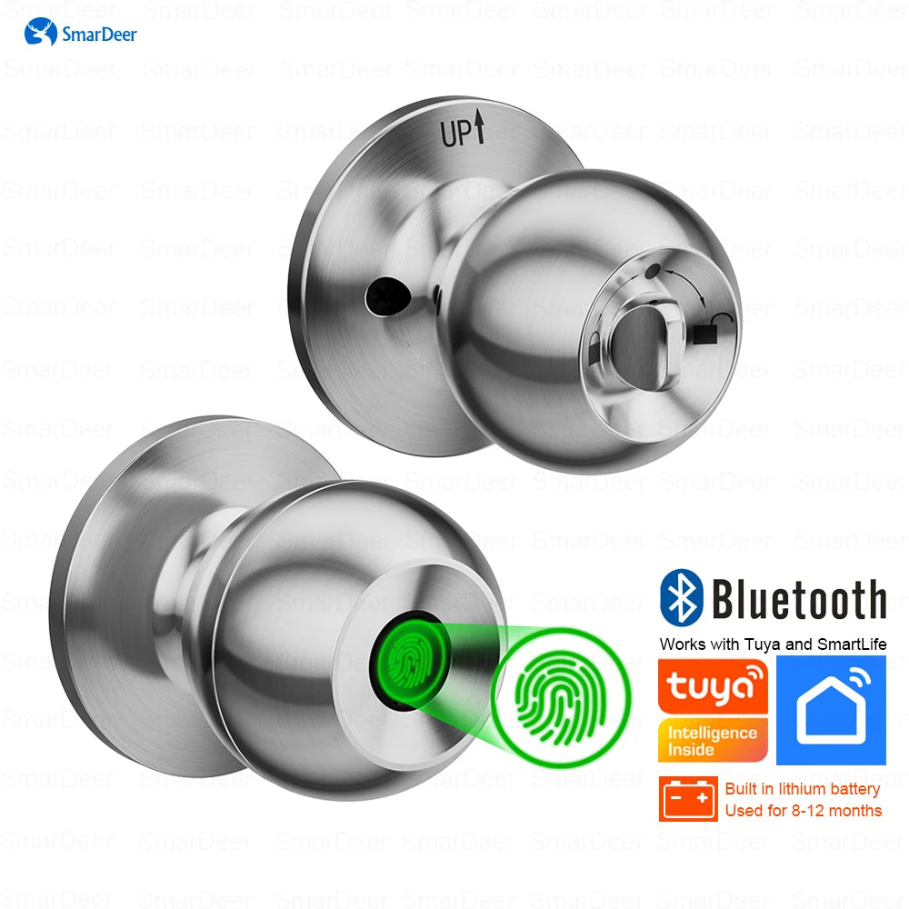 SmarDeer Fingerprint Door Lock – Tuya Smart Bluetooth Keyless Entry with Fingerprint & App Control