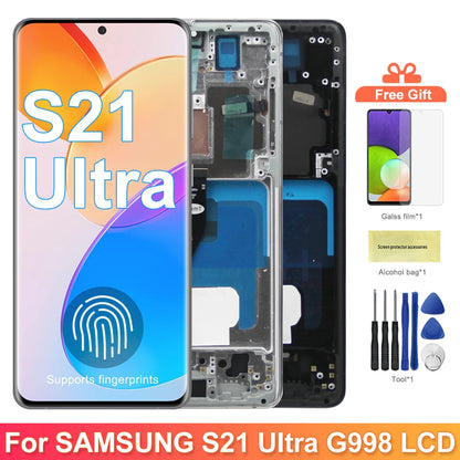 AMOLED Screen Assembly for Samsung Galaxy S21 Ultra 5G G998B LCD Touch Display with Fingerprint Sensor