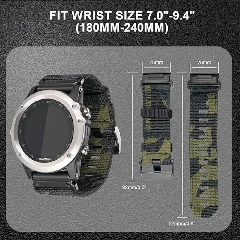 QuickFit 22mm/26mm Nylon Braided Watch Strap for Garmin Fenix 7/7X/6X Pro/Epix Pro Gen 2 – Durable Sport Replacement Band