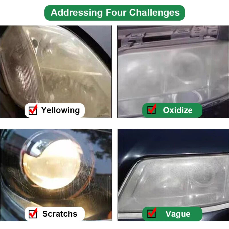 Car Headlight Restoration Kit — Polishing Paste & Liquid for Scratch Removal, Oxidation Cleaning, and Headlamp Repair