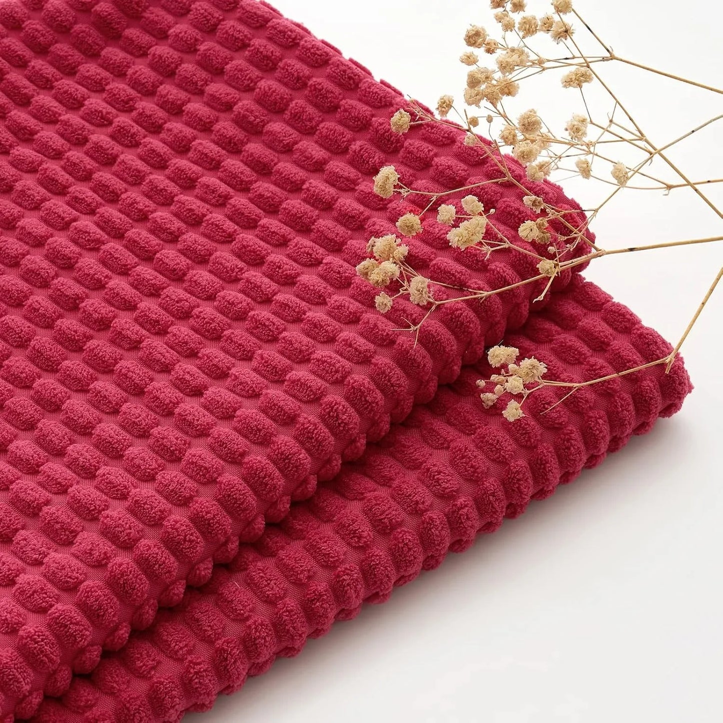 Christmas Red Corduroy Throw Pillow Covers – Soft Decorative Lumbar Cushion Cases for Holiday Home Decor