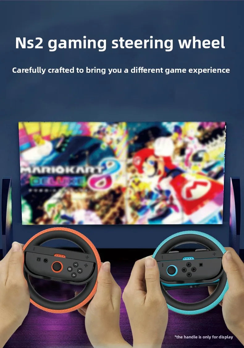 2PCS Racing Steering Wheel for Nintendo Switch Joy-Con Controllers — Hand Grip for Mario Kart 8 Deluxe