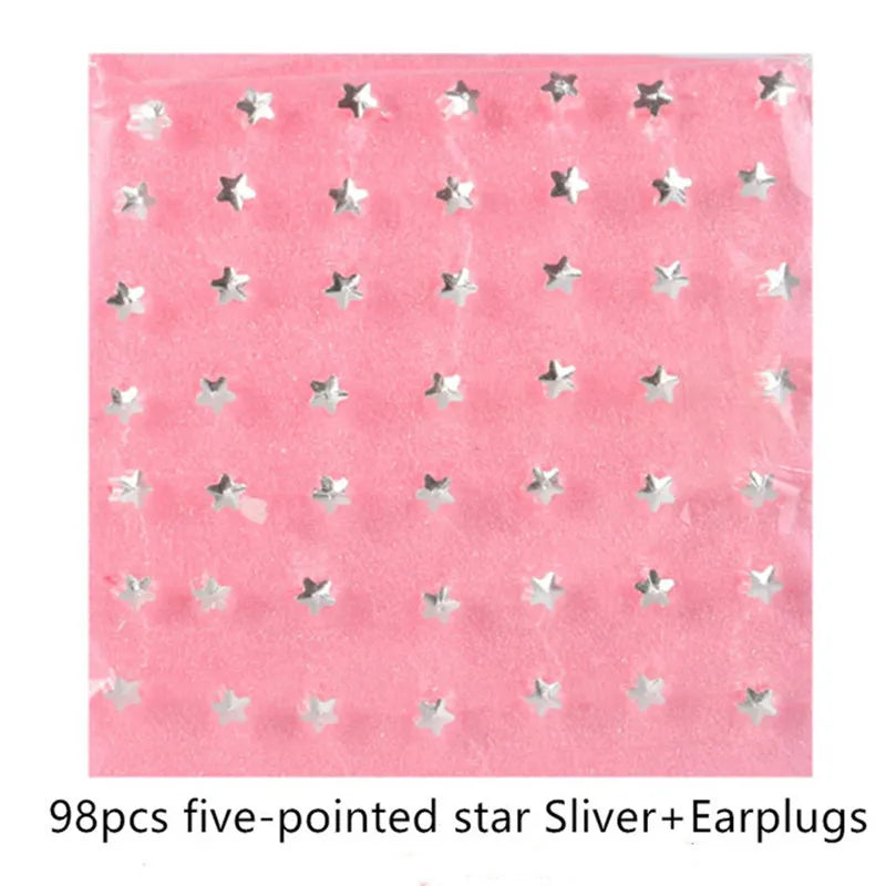 98pcs Ear Piercing Stud Earrings - Medical Body Jewelry Set for Piercing Gun Tools and Accessories