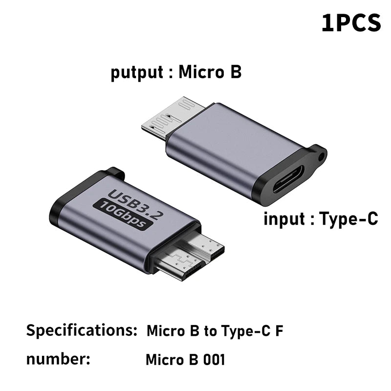 Micro B USB 3.0 Male to Type-C Female Adapter – USB 3.0 to Type-C Connector for External Hard Drive HDD Cable