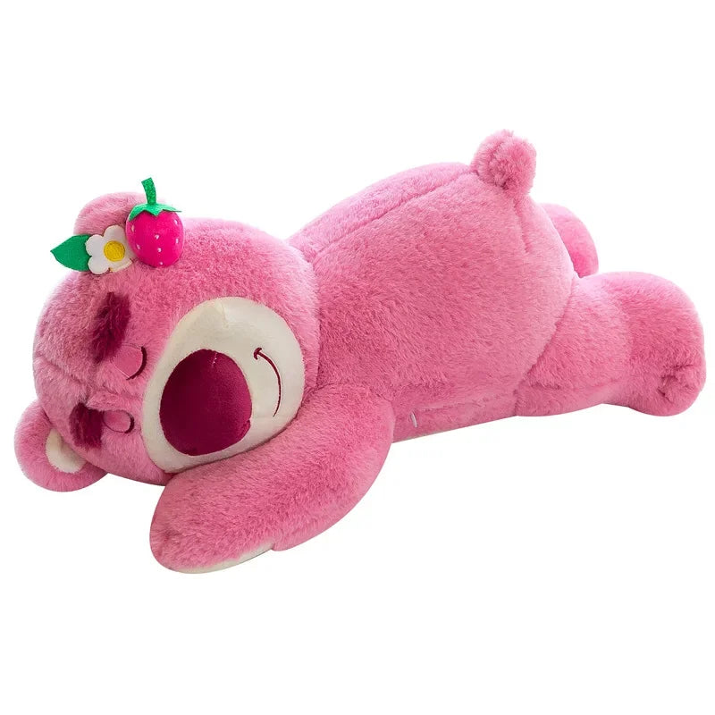 New Disney Kawaii Toy Story Lotso Bear Plush Pillow – Strawberry Sofa Stuffed Toy for Kids & Birthday Gift